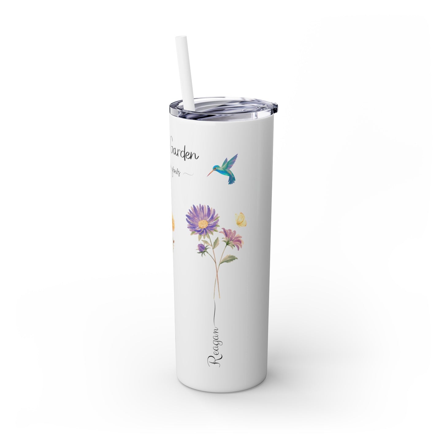 Allison's Garden retro Skinny Tumbler with Straw, 20oz