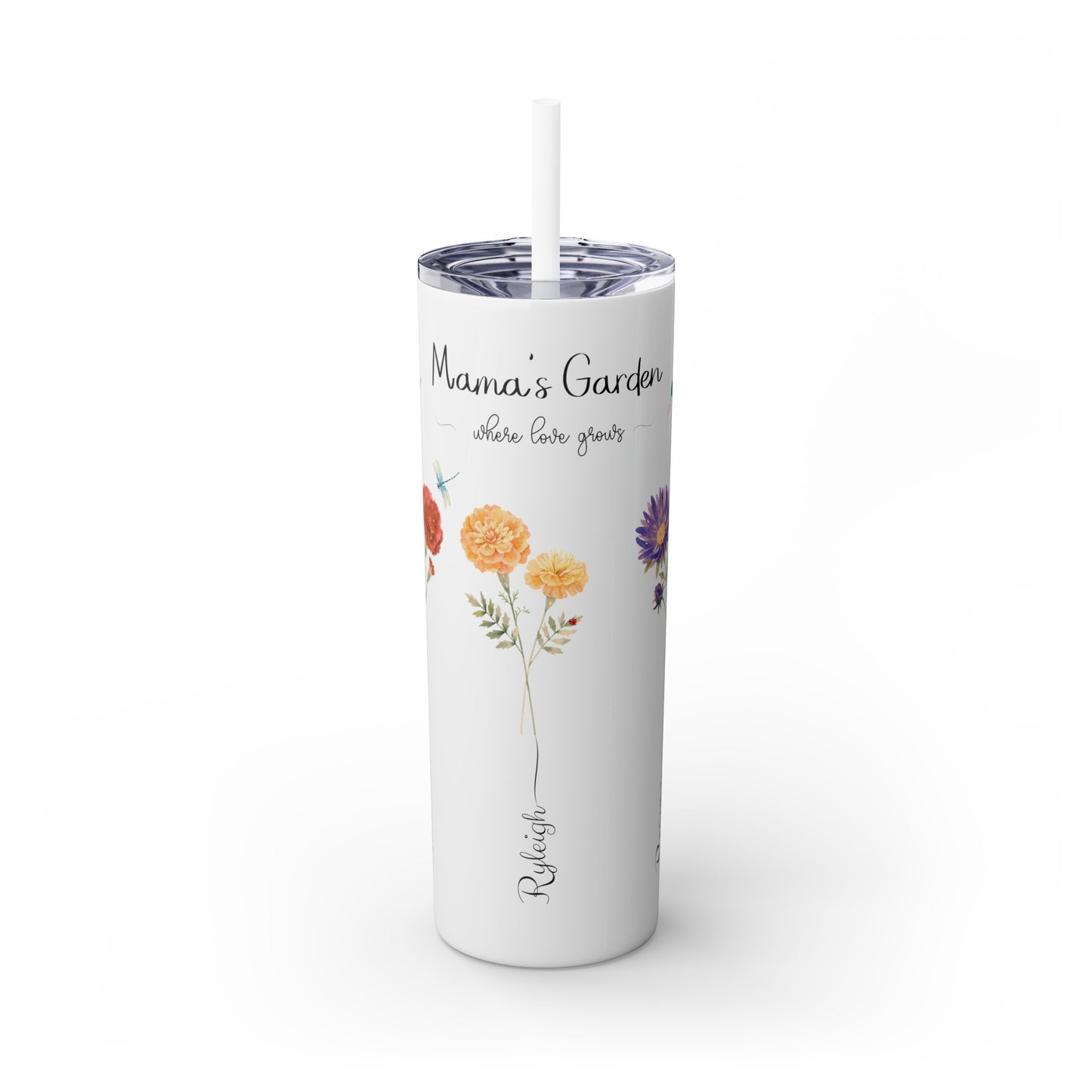 Allison's Garden retro Skinny Tumbler with Straw, 20oz