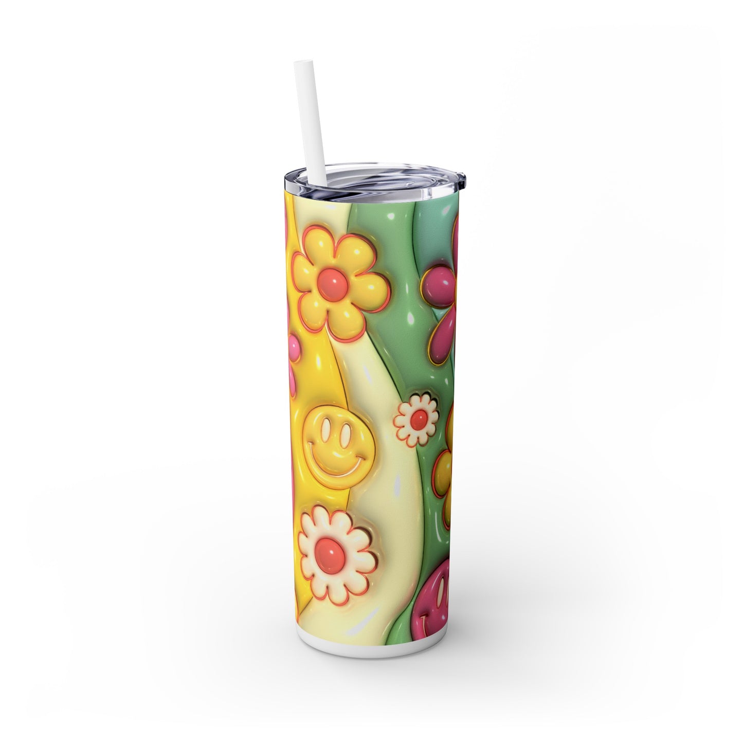 Inflated Smily Skinny Tumbler with Straw, 20oz