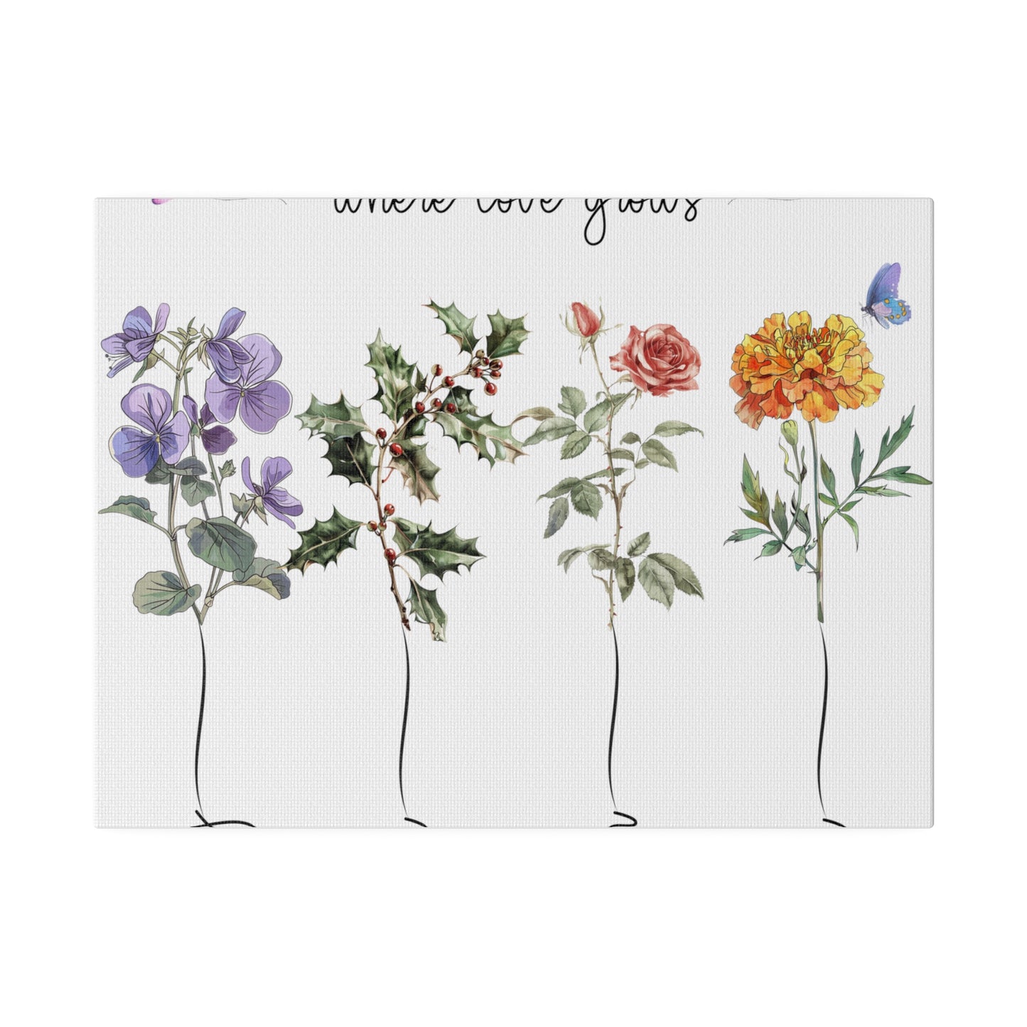 Kiesha's Garden color long stems Matte Canvas, Stretched, 0.75"