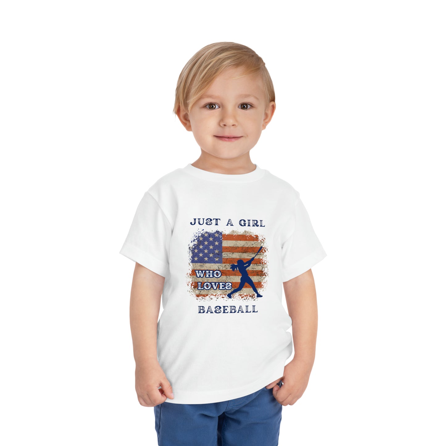 Just a Girl Who Loves Baseball Toddler Short Sleeve Tee