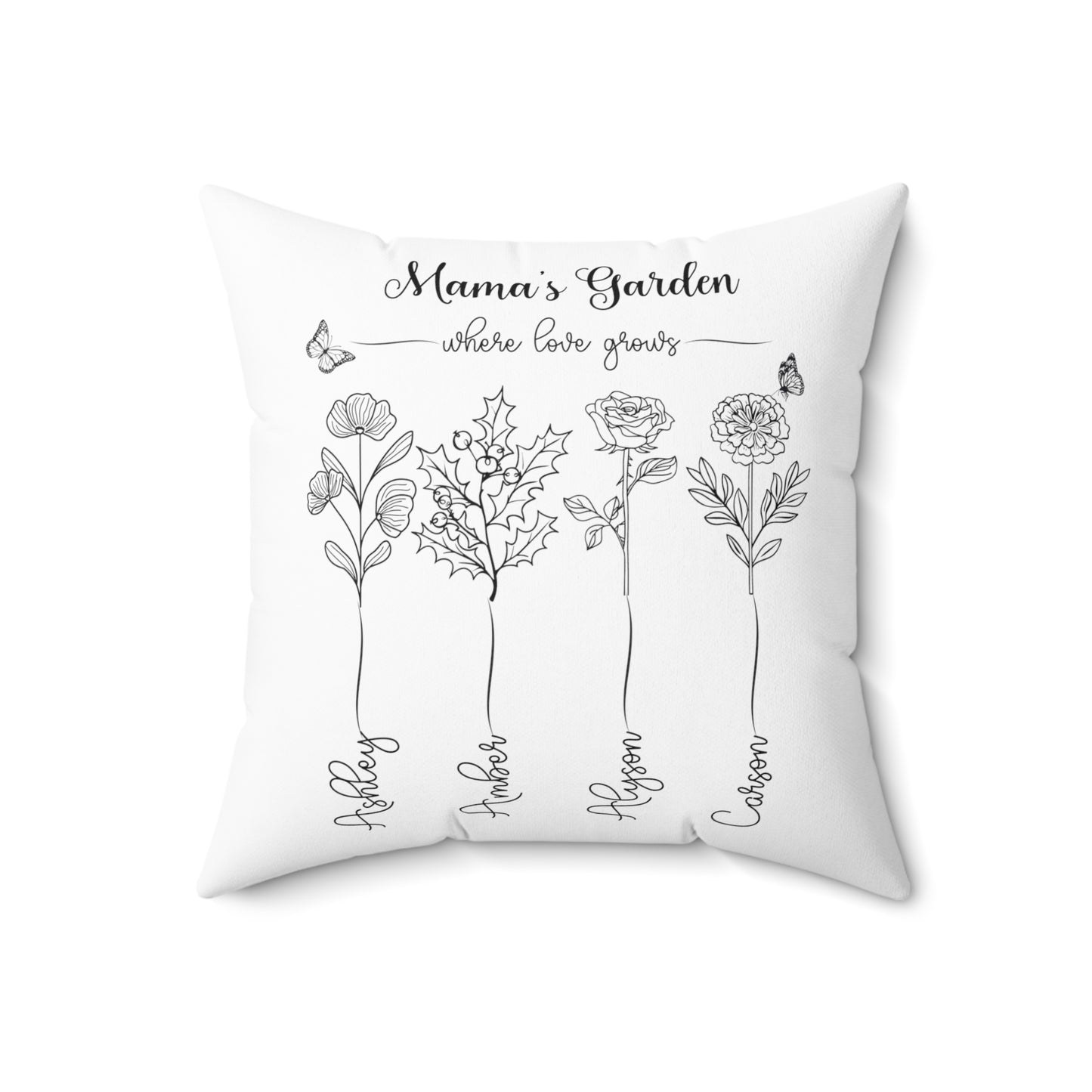 Birth Month Flower Spun Polyester Square Pillow