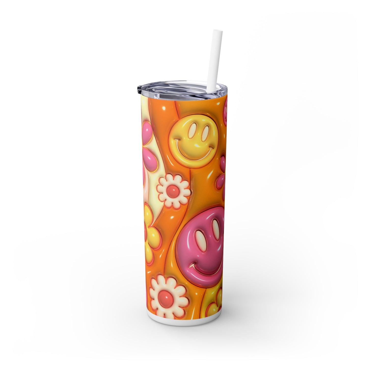 Inflated Smily Skinny Tumbler with Straw, 20oz