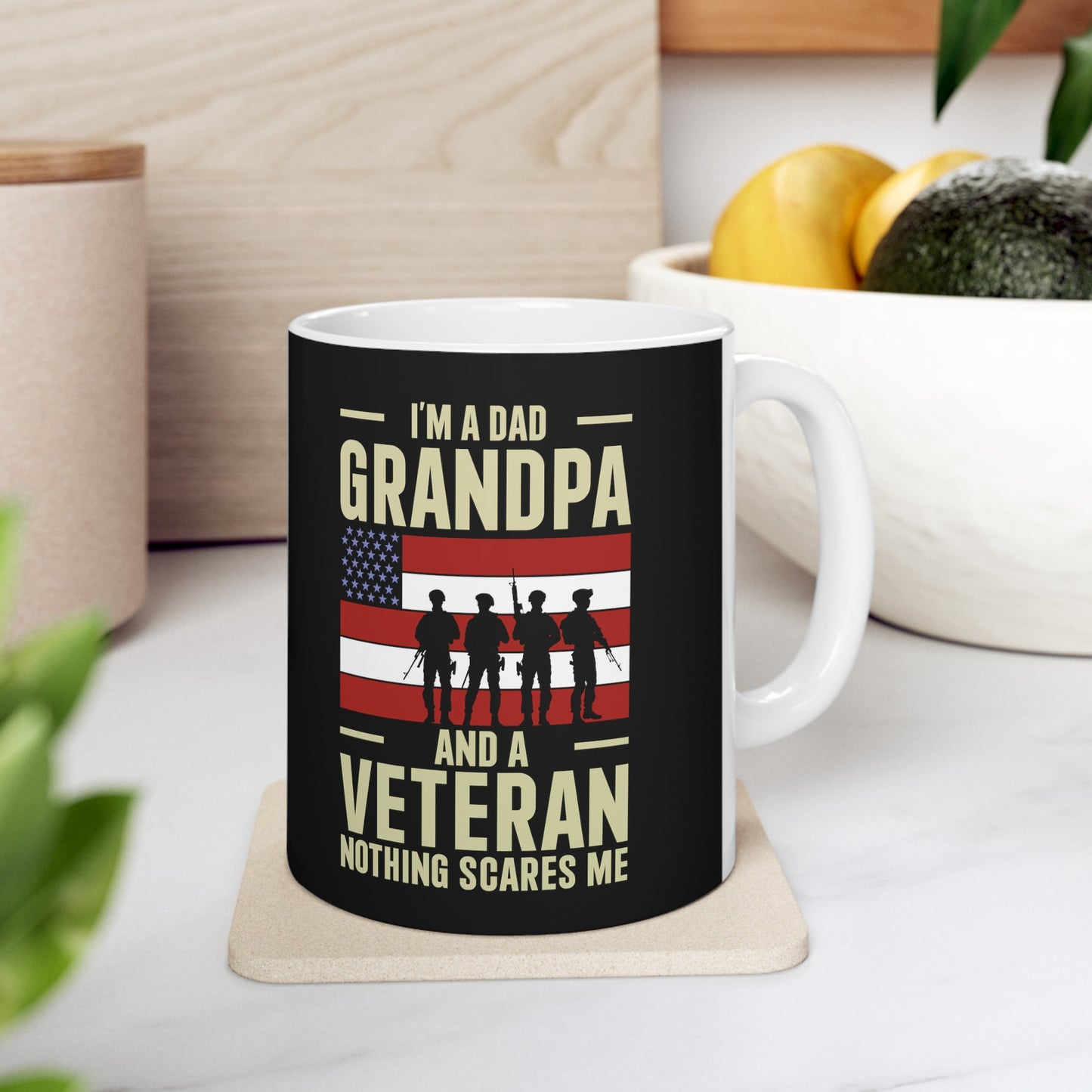 I'm a Grandpa and a Veteran Nothing Scares Me Ceramic Mug, (11oz, 15oz)