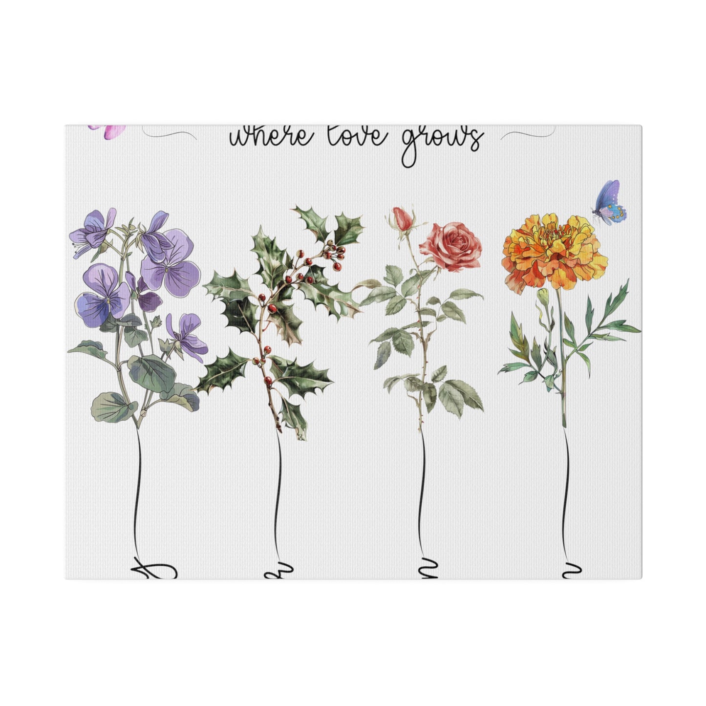 Kiesha's Garden color long stems Matte Canvas, Stretched, 0.75"