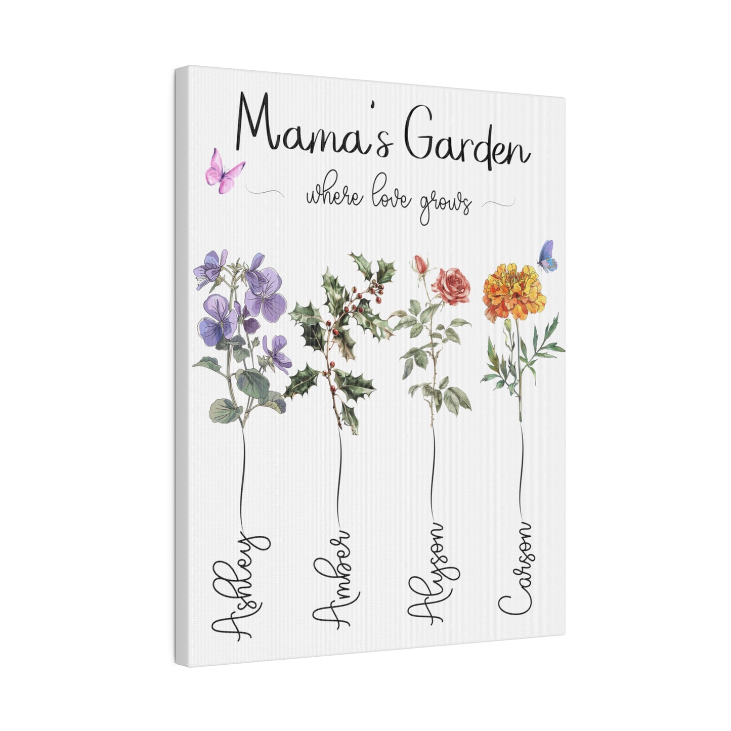 Kiesha's Garden color long stems Matte Canvas, Stretched, 0.75"
