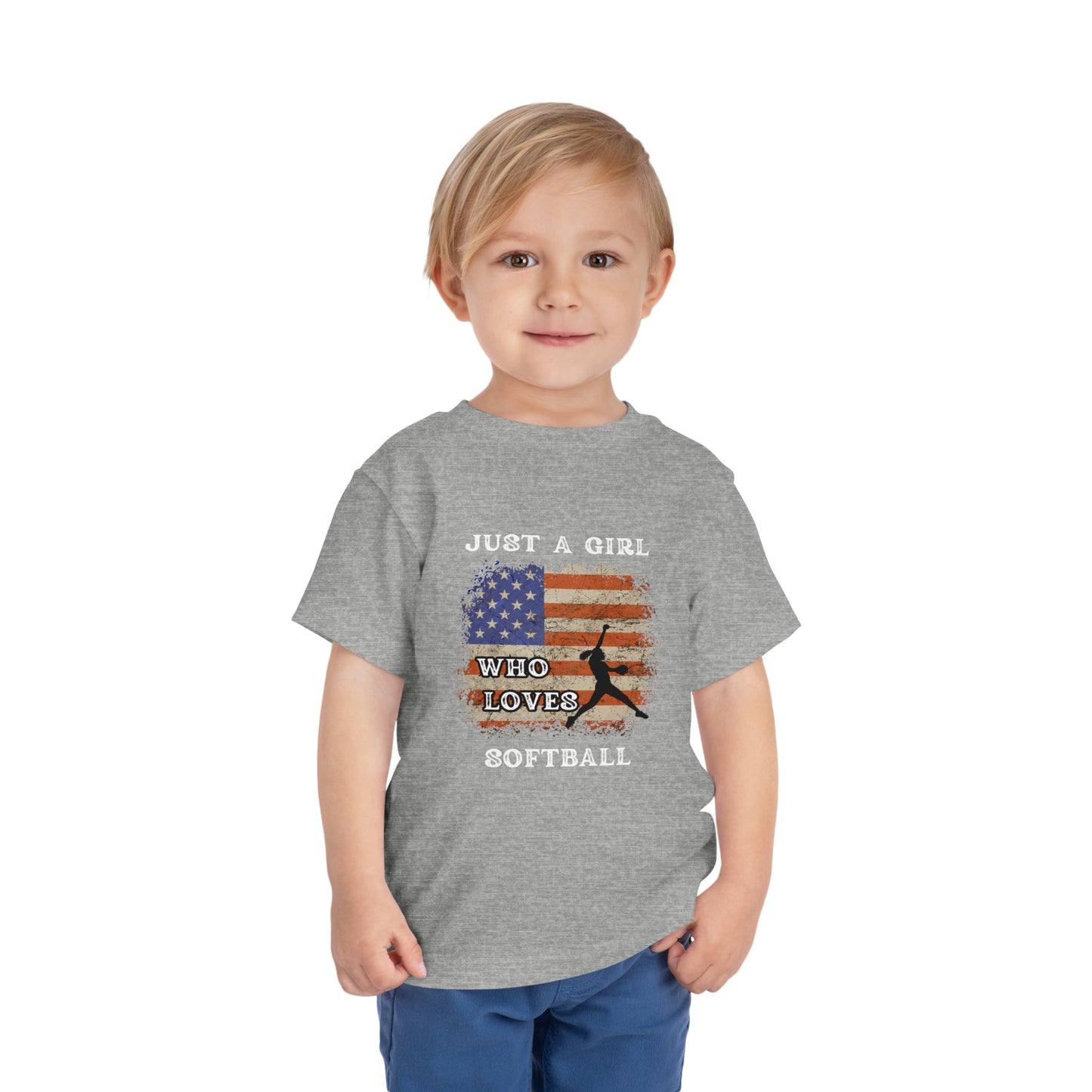 Just a Girl Who Loves Softball Toddler Short Sleeve Tee