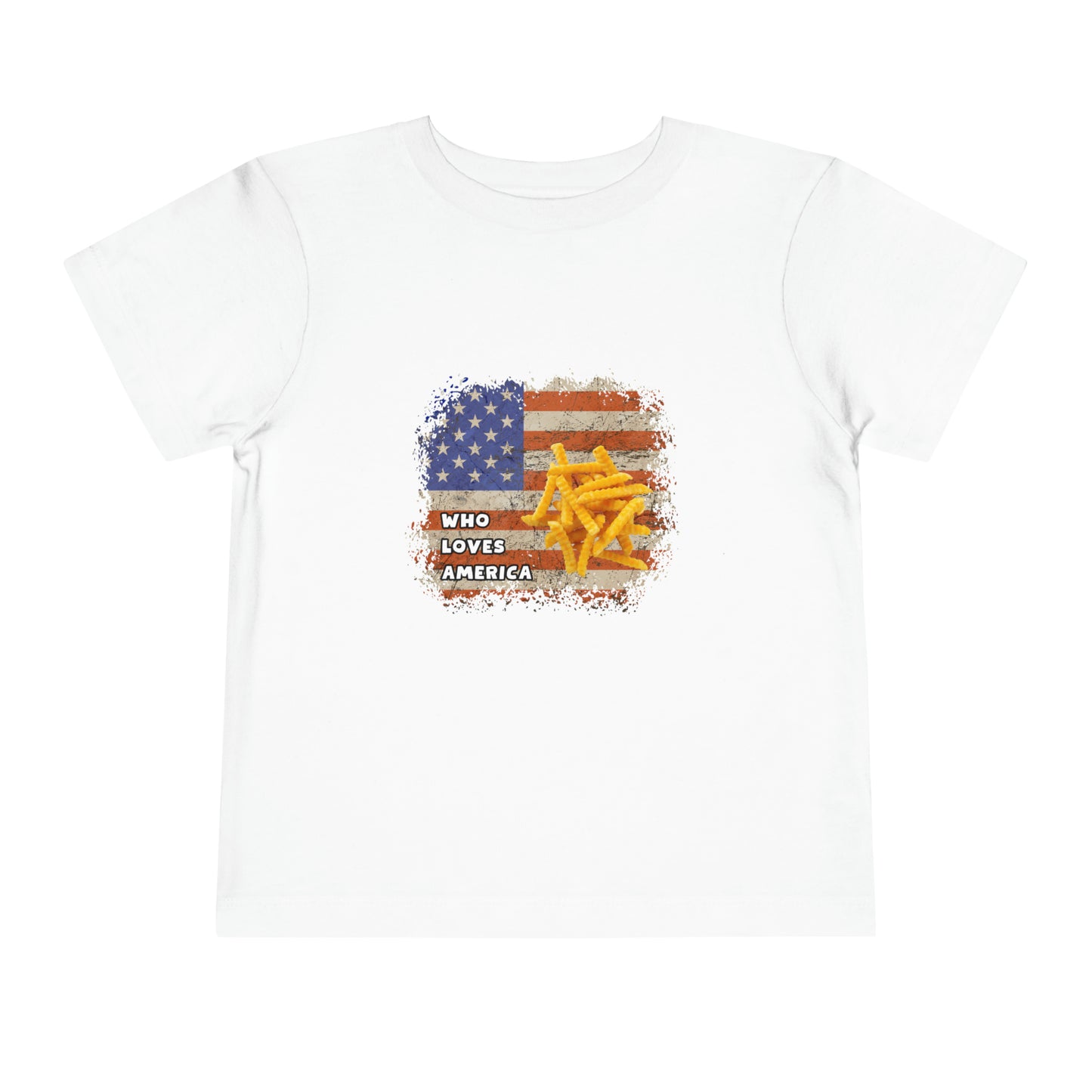 Just a Boy Who Loves America and French Fries Toddler Short Sleeve Tee