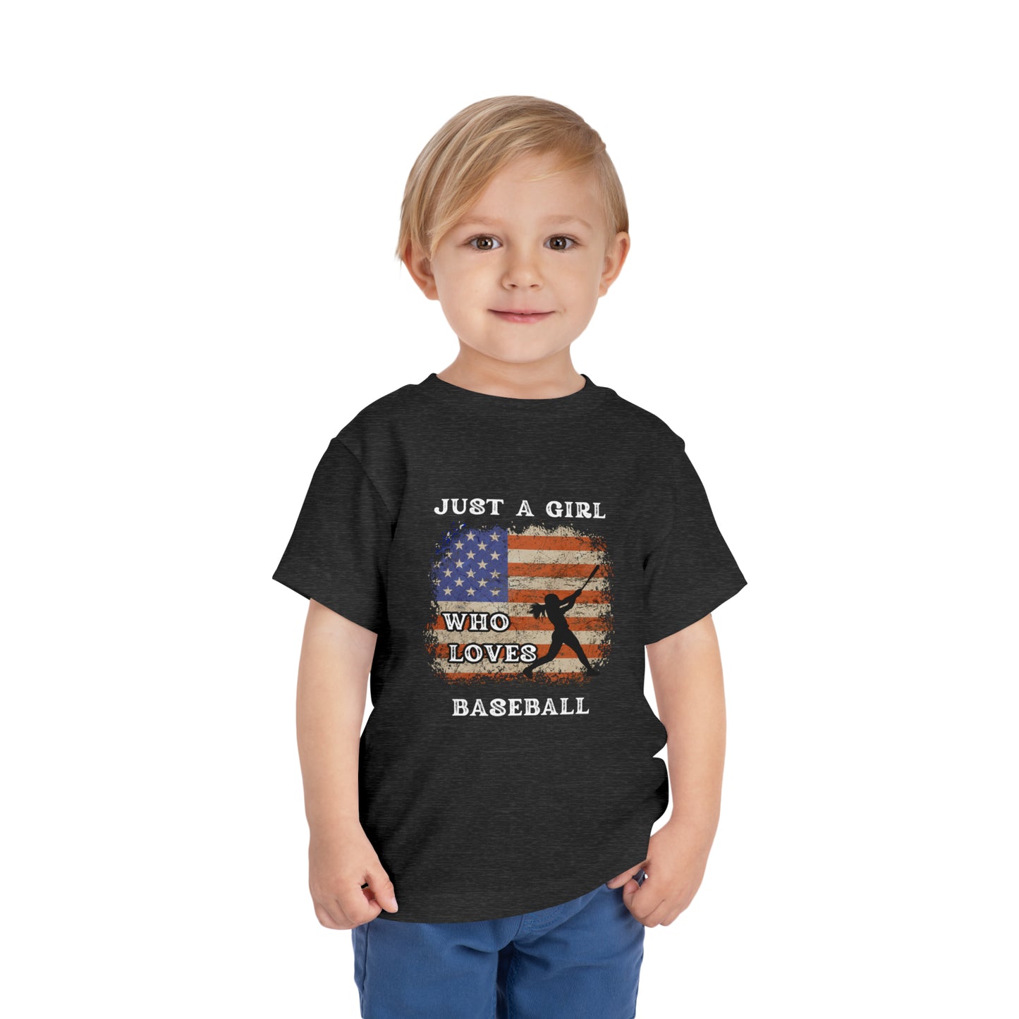 Just A Girl Who Loves Baseball Toddler Short Sleeve Tee