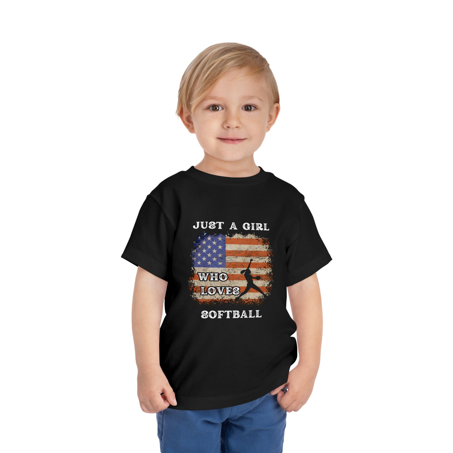 Just a Girl Who Loves Softball Toddler Short Sleeve Tee