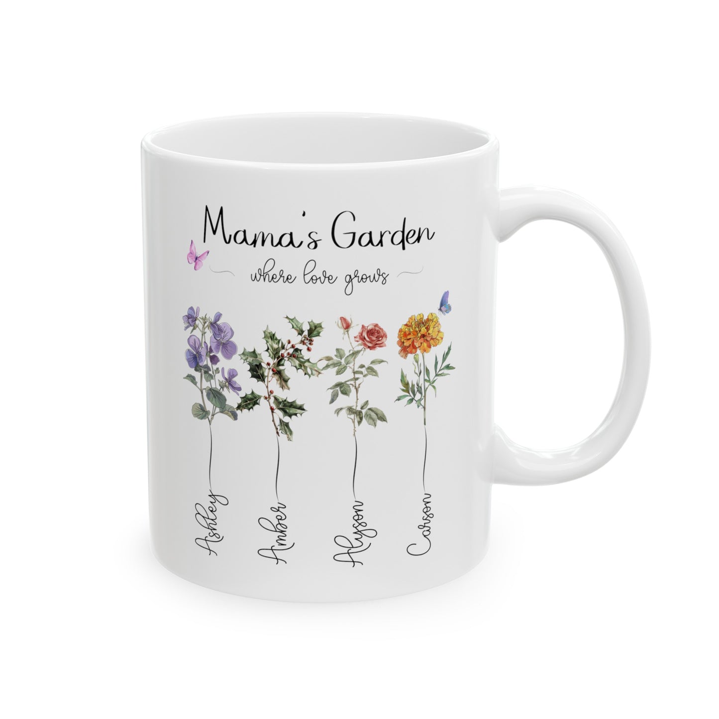 Birth Month Flower Ceramic Mug, (11oz, 15oz)