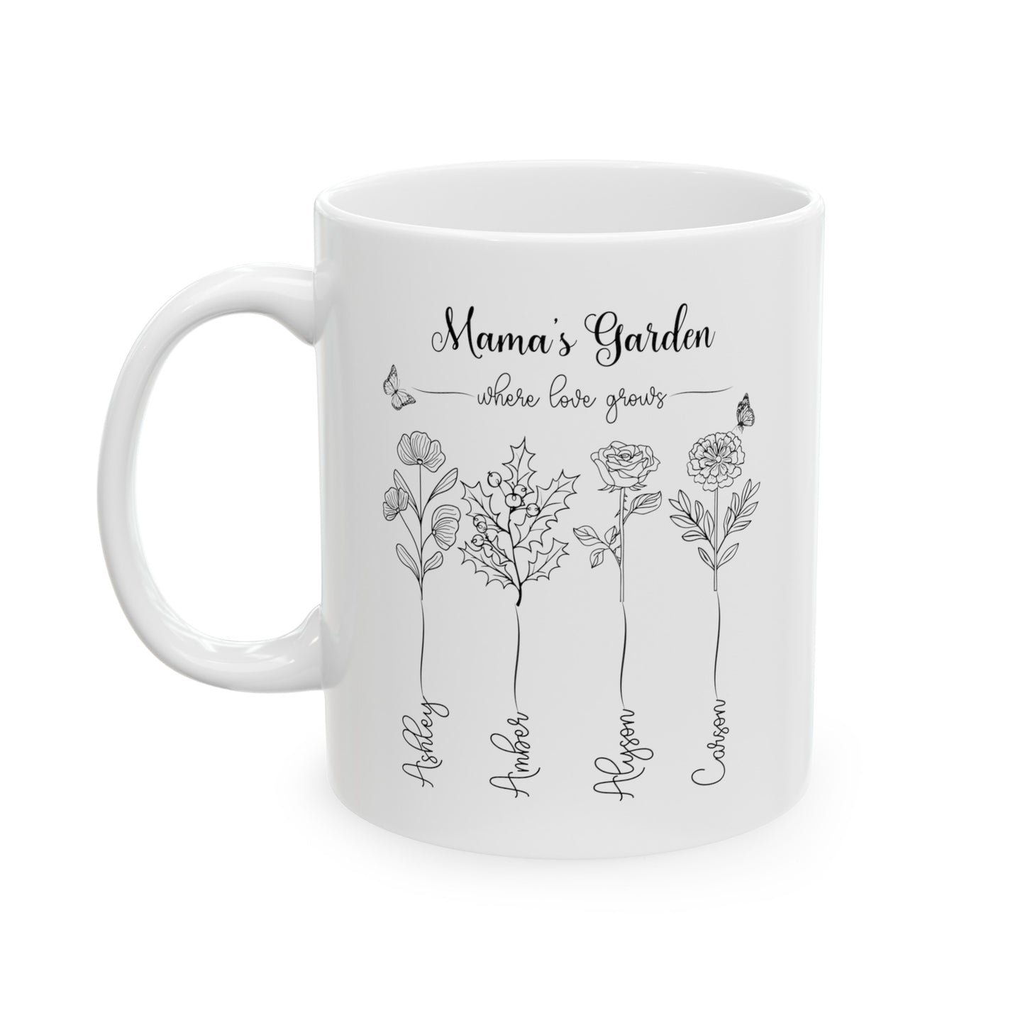 Birth Month Flower Ceramic Mug, (11oz, 15oz)