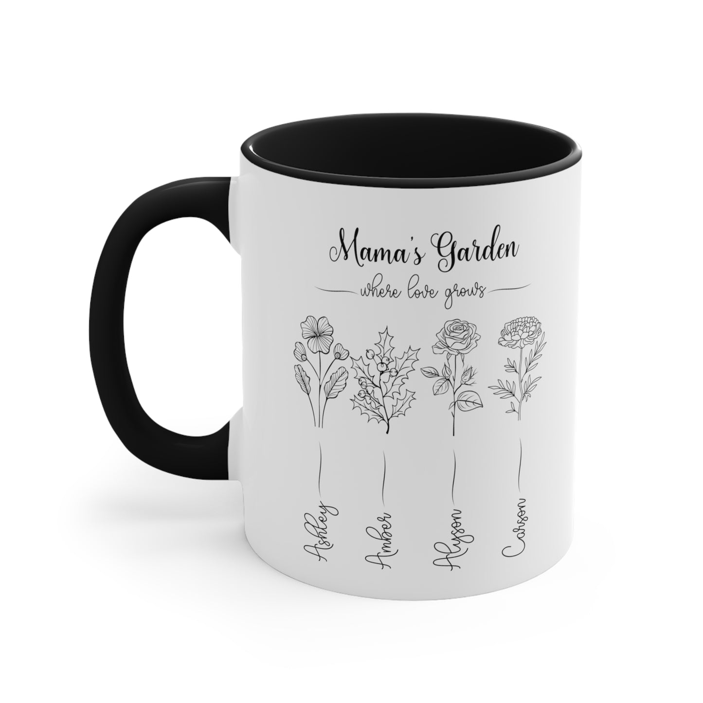 Kiesha's Garden Black and White Accent Coffee Mug, 11oz