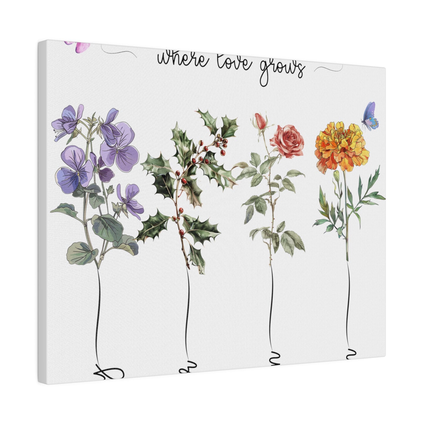 Kiesha's Garden color long stems Matte Canvas, Stretched, 0.75"