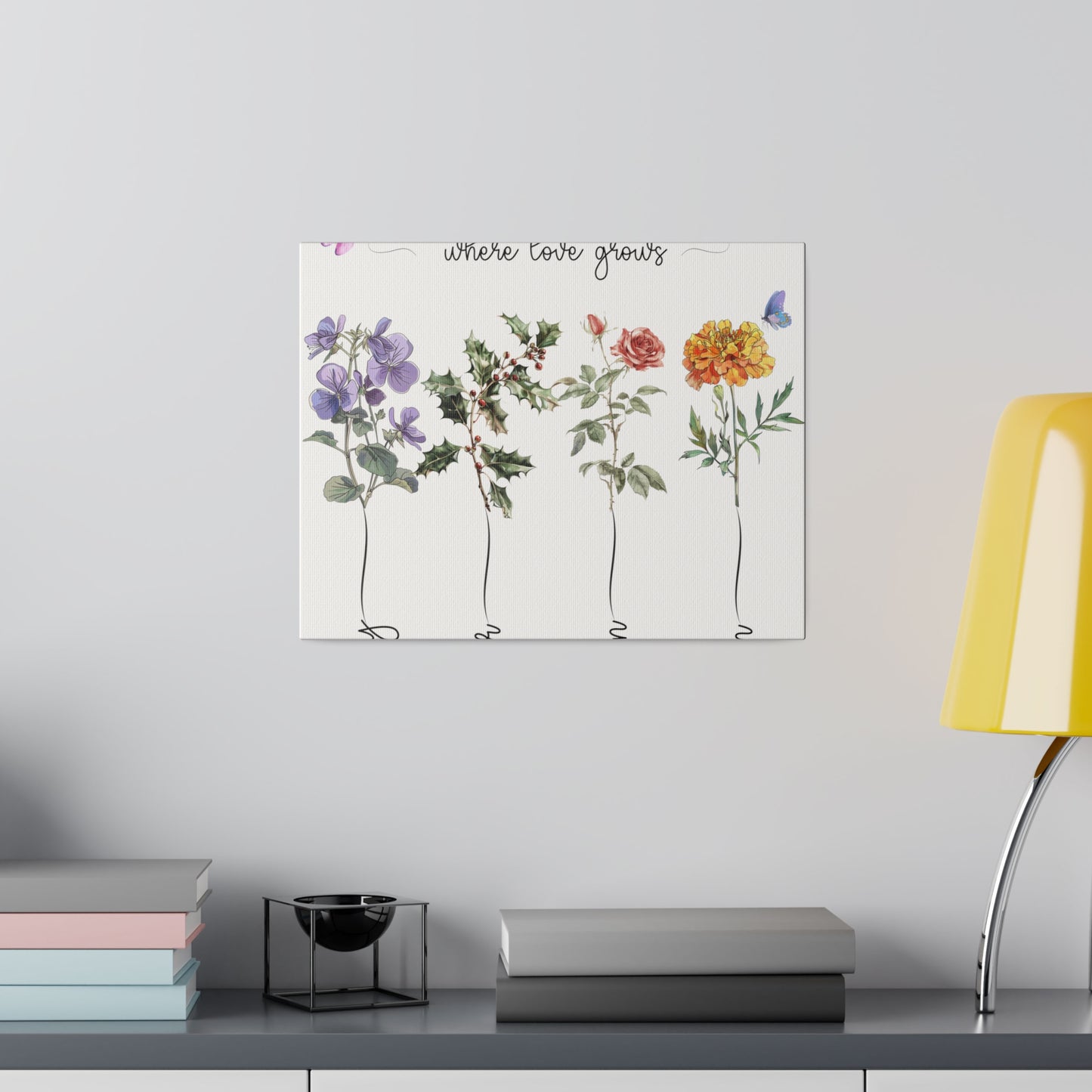 Kiesha's Garden color long stems Matte Canvas, Stretched, 0.75"