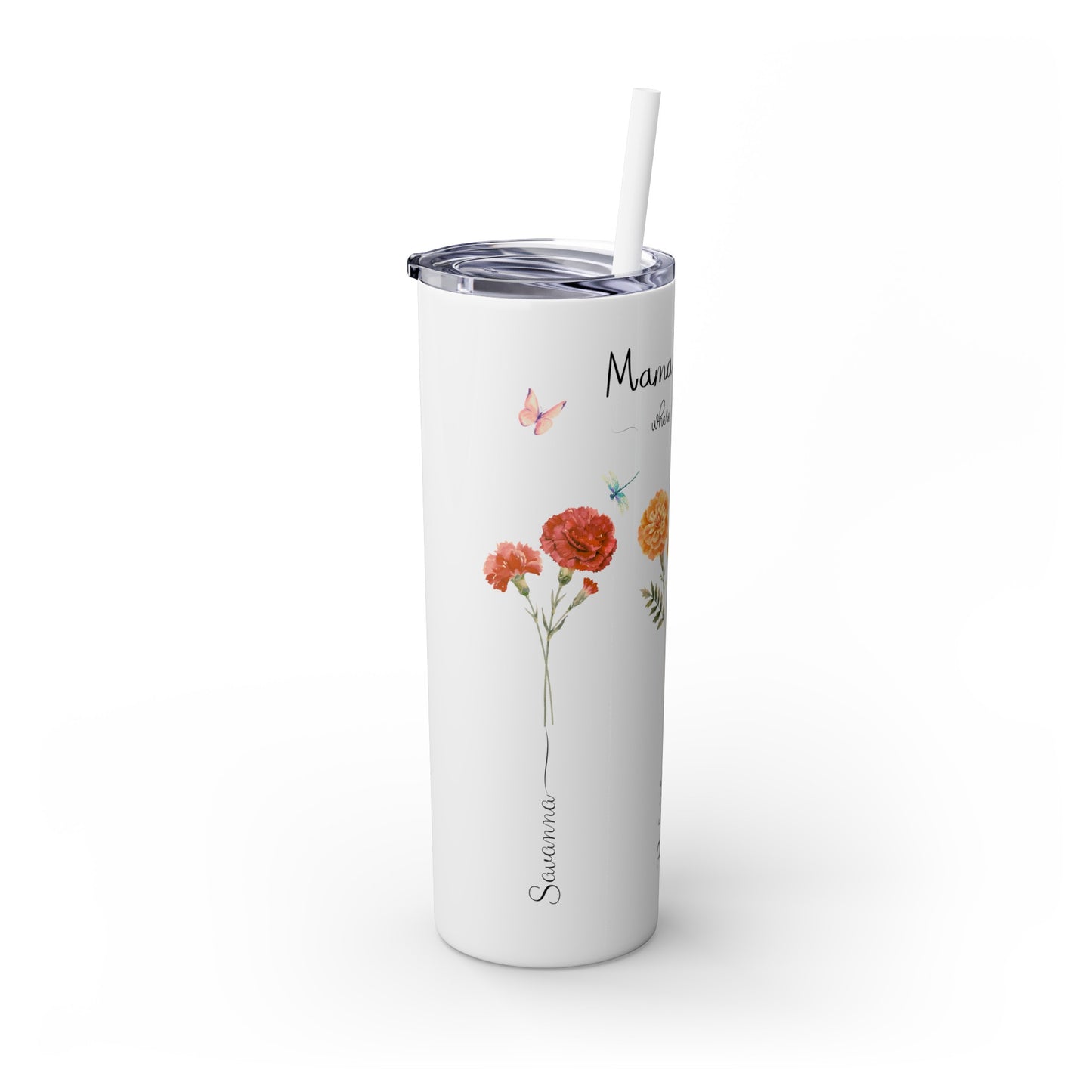 Allison's Garden retro Skinny Tumbler with Straw, 20oz