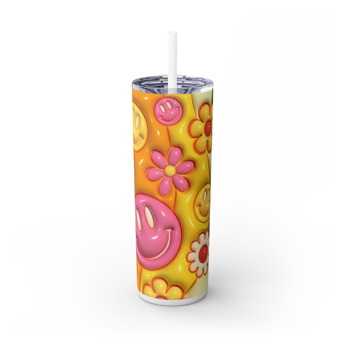 Inflated Smily Skinny Tumbler with Straw, 20oz
