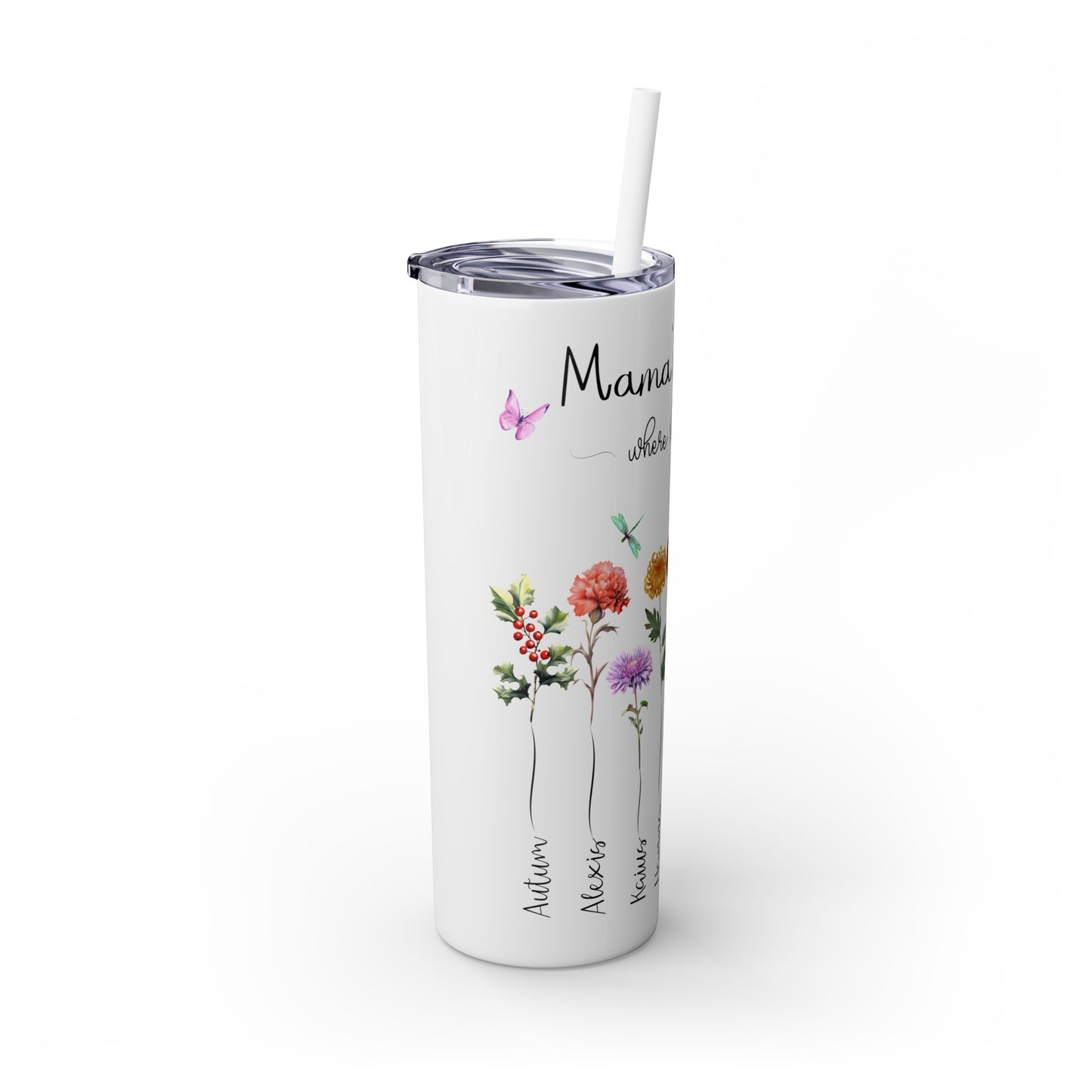 Theresa's Garden Skinny Tumbler with Straw, 20oz