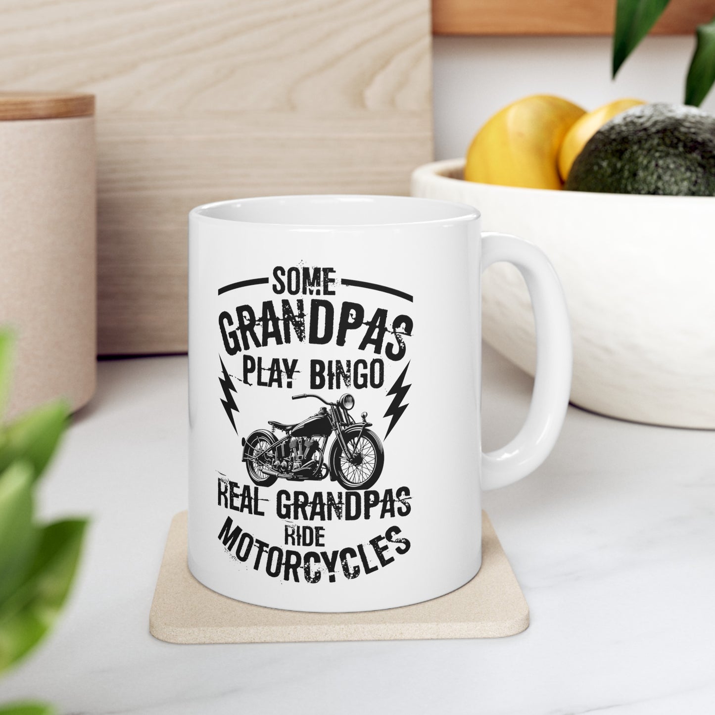 Some Grandpas Play Bingo, Real Grandpas Ride Motorcycles Ceramic Mug, (11oz, 15oz)