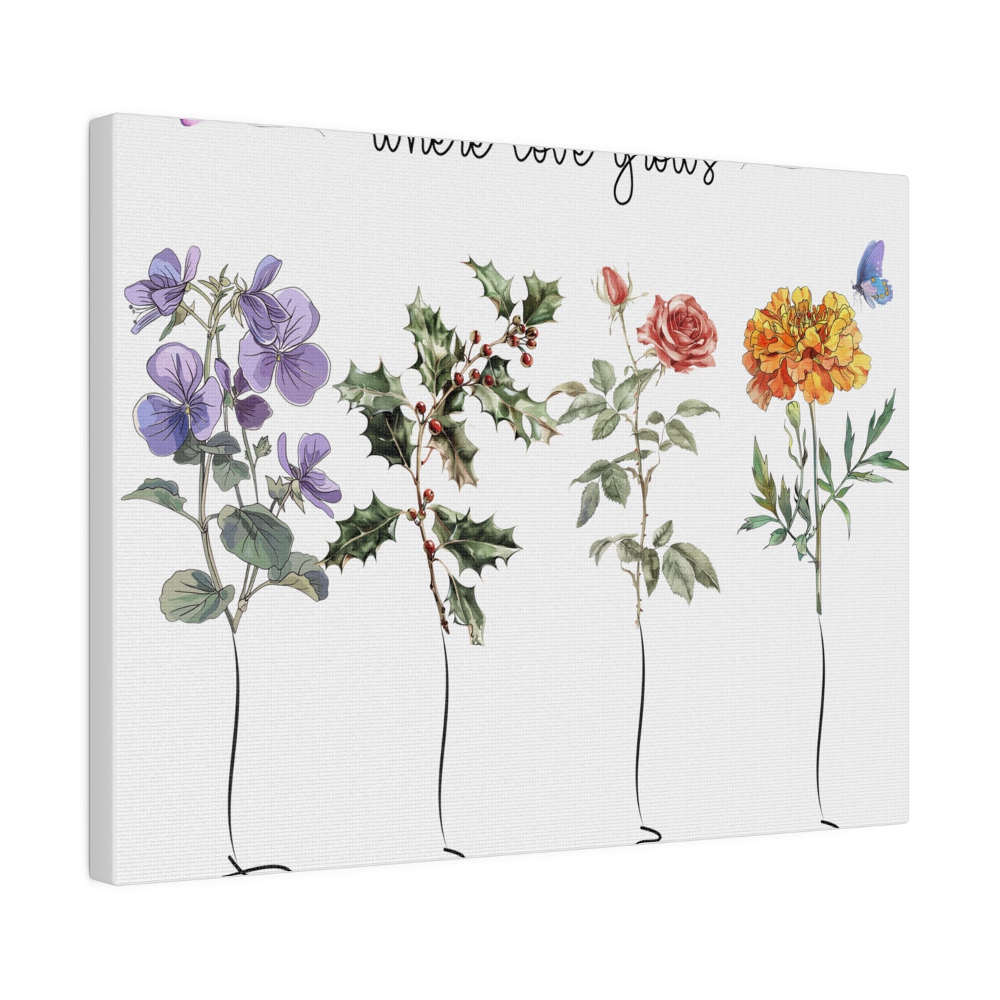 Kiesha's Garden color long stems Matte Canvas, Stretched, 0.75"