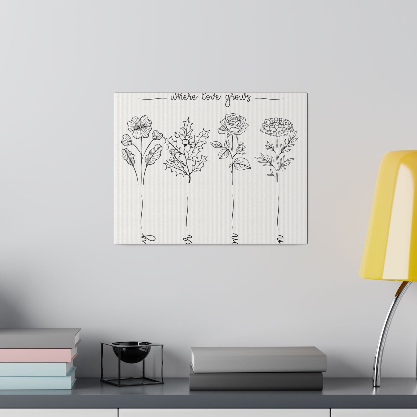 Kiesha's Garden black and white Matte Canvas, Stretched, 0.75"