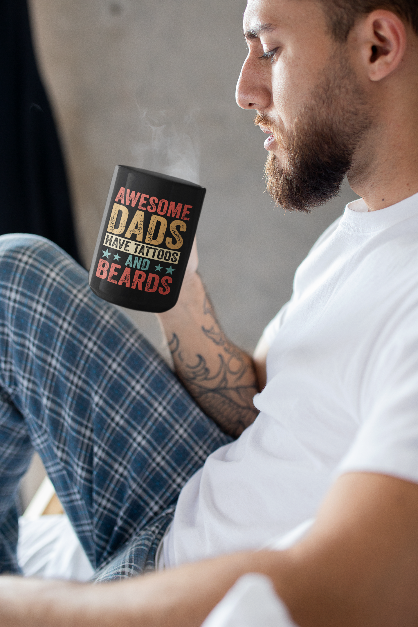 Awesome Dads Have Beards and Tattoos Ceramic Mug, 11oz