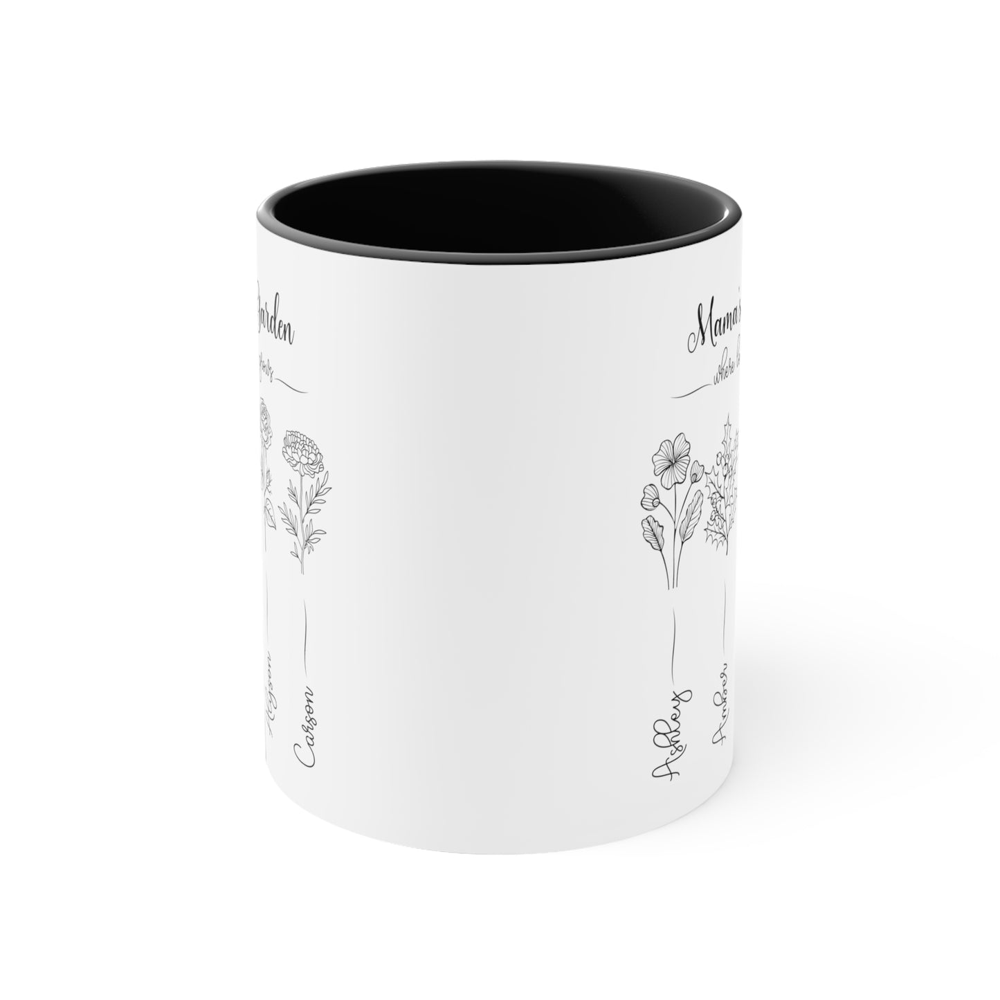 Kiesha's Garden Black and White Accent Coffee Mug, 11oz