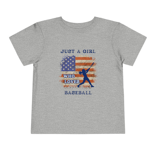 Just a Girl Who Loves Baseball Toddler Short Sleeve Tee