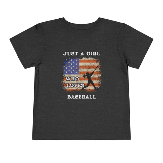 Just A Girl Who Loves Baseball Toddler Short Sleeve Tee