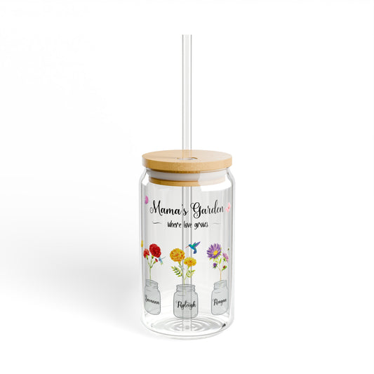 Allisons Garden Sipper Glass, 16oz