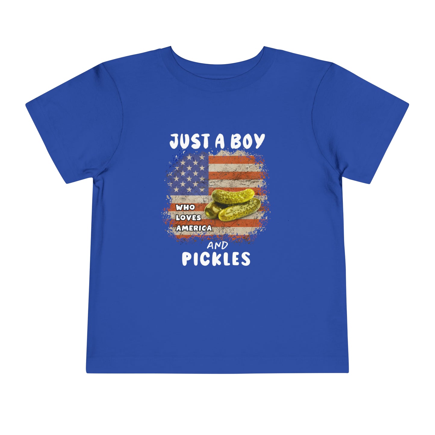 Just a Boy Who Loves America and Pickles - Toddler Short Sleeve Tee
